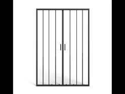 Porta de chuveiro deslizante dupla em metal preto - Anti-calcário - 120 x 195 cm - BAVIODA