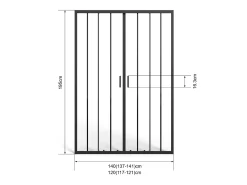 Porta de chuveiro deslizante dupla em metal preto - Anti-calcário - 120 x 195 cm - BAVIODA
