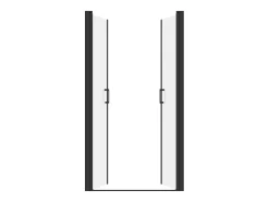 Porta de chuveiro dobradiça preto fosco, 90 x 195 x 1,92 cm, vidro e metal, SARASOTA