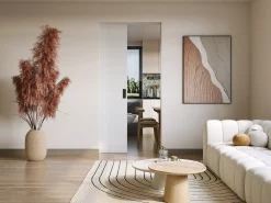 Porta de correr com sistema de tabique A205 x C73 cm MDF + PVC branco - VARIN II