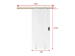 Porta de correr com sistema de tabique A205 x C73 cm MDF + PVC branco - VARIN II
