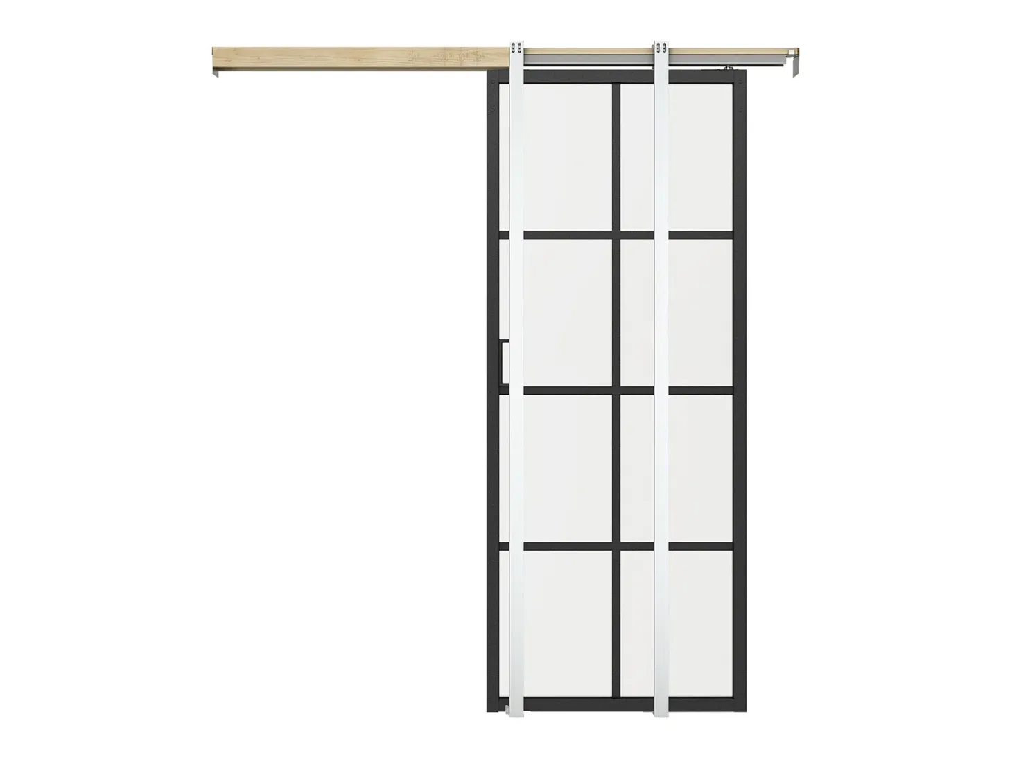 Porta de correr com sistema de tabique, vidro temperado fosco A205xC63 cm - WILDEN II
