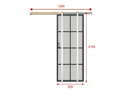 Porta de correr com sistema de tabique, vidro temperado fosco A205xC63 cm - WILDEN II