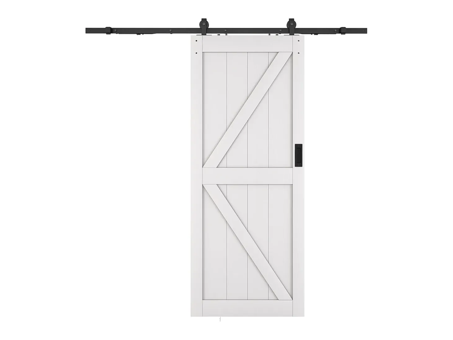 Porta de correr com sistema em aplique, madeira e MDF branco, A205 x C83 cm - NEFARA