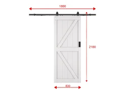 Porta de correr com sistema em aplique, madeira e MDF branco, A205 x C83 cm - NEFARA