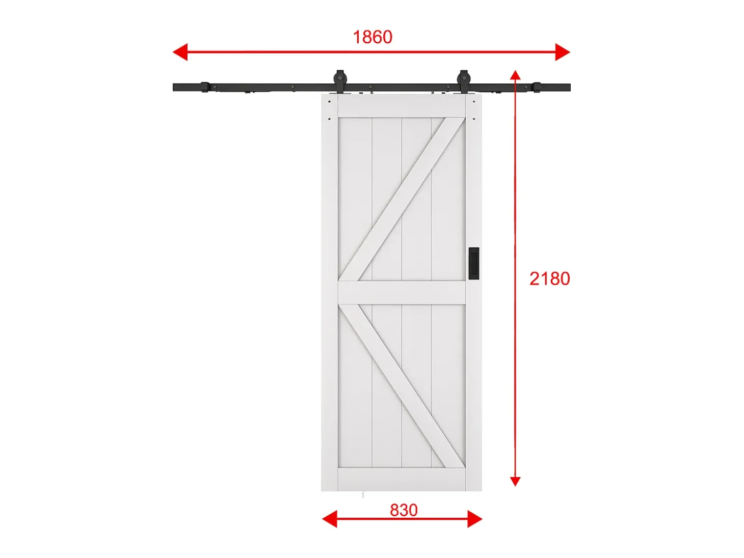 Porta de correr com sistema em aplique, madeira e MDF branco, A205 x C83 cm - NEFARA