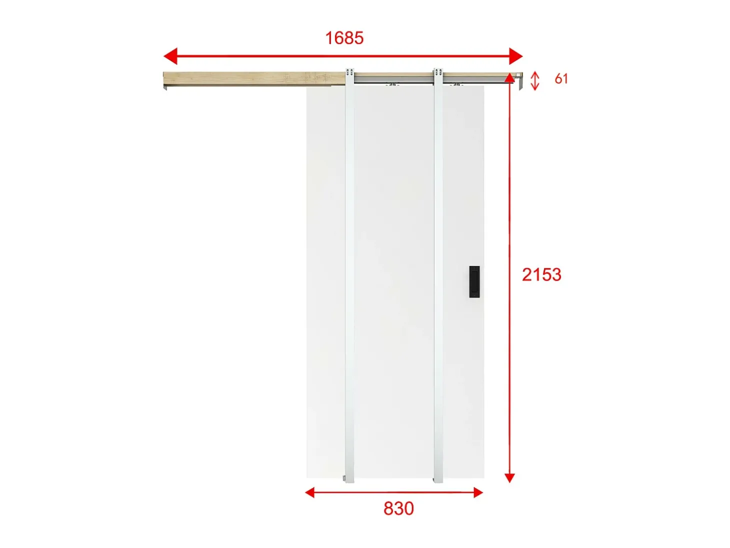 Porta de correr com sistema de tabique A205 x C83 cm MDF + PVC - VARIN II