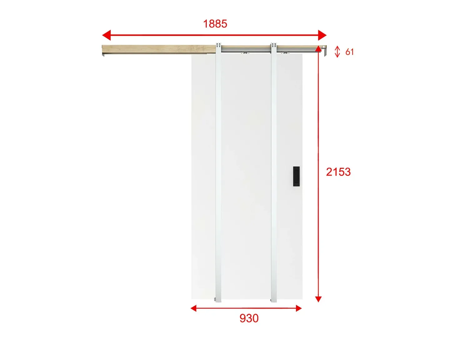 Porta de correr com sistema de tabique A205 x C93 cm MDF + PVC branco - VARIN II