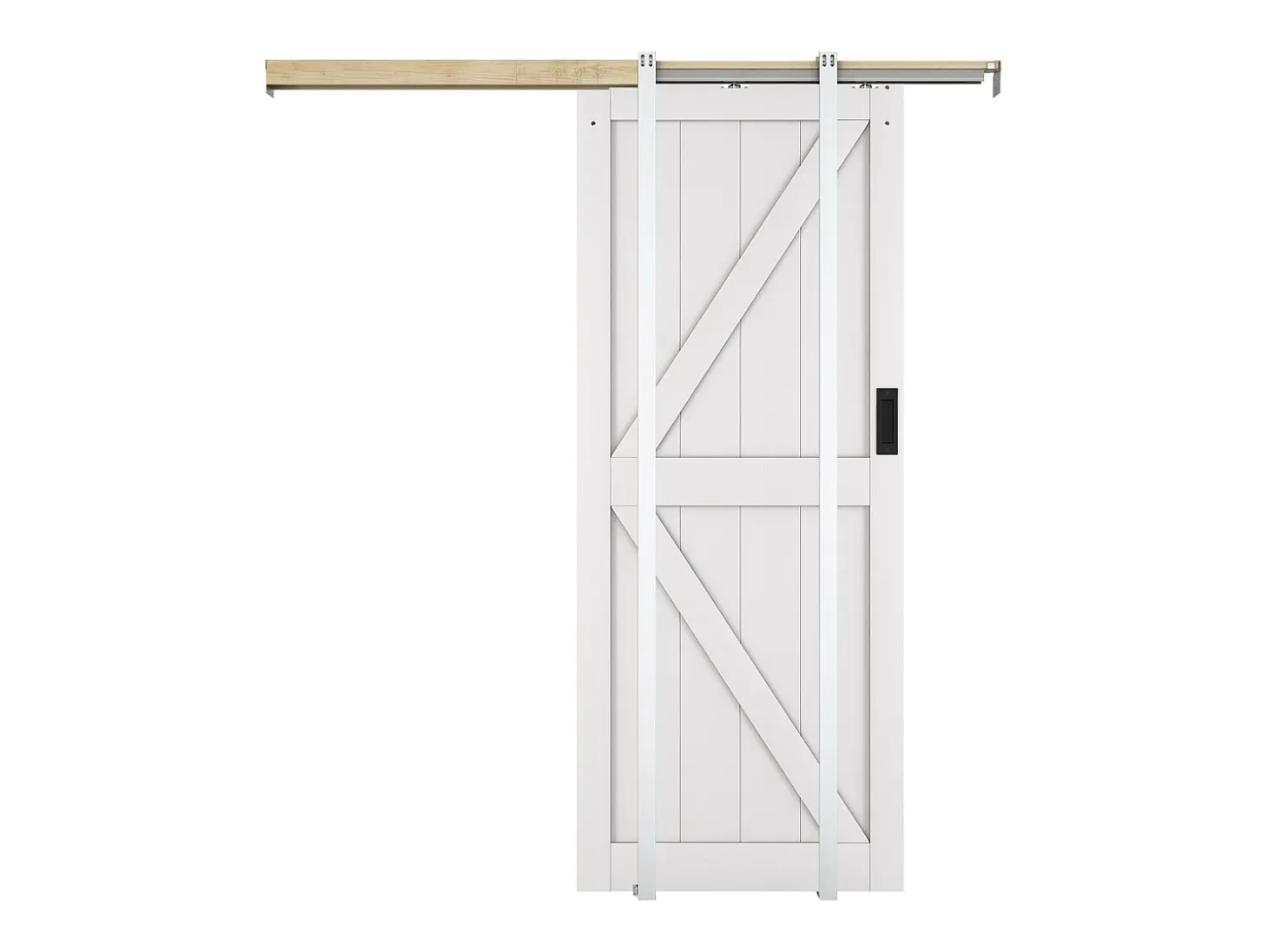 Porta de correr com sistema de tabique em madeira e MDF branco, A205 x C83 cm - NEFARA