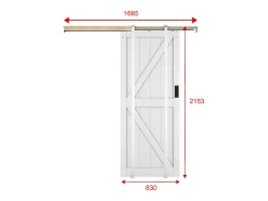 Porta de correr com sistema de tabique em madeira e MDF branco, A205 x C83 cm - NEFARA
