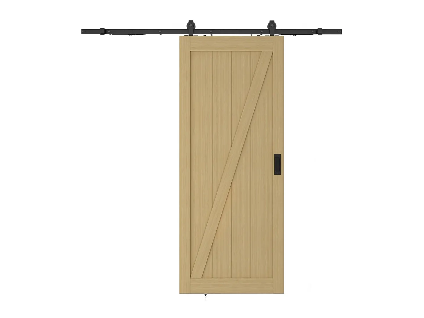 Porta de correr com trilho em madeira, MDF natural claro rústico A205xC63 cm - BALERMA