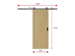 Porta de correr com trilho em madeira, MDF natural claro rústico A205xC63 cm - BALERMA
