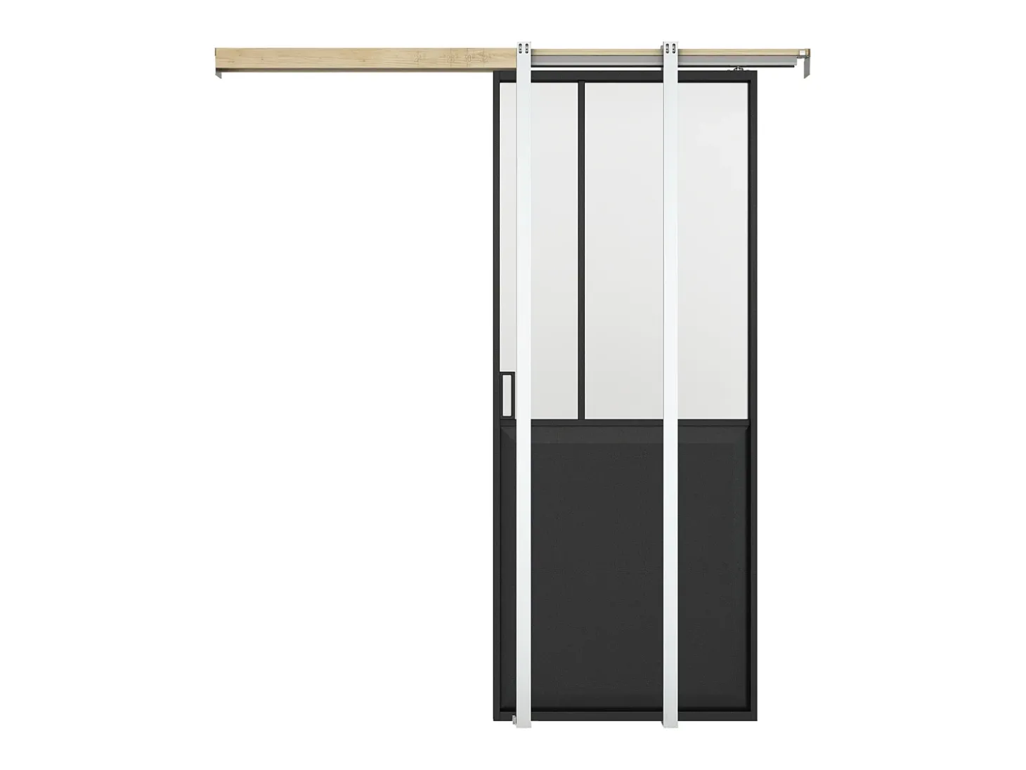 Porta de correr de atelier em sistema de tabique vidro fosco A205 x C63 cm ARTISTO II