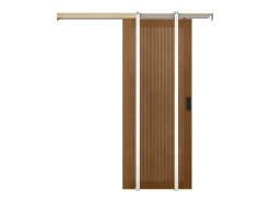 Porta de correr de tabique em MDF e madeira natural escura A205xC83 cm - SANDORA