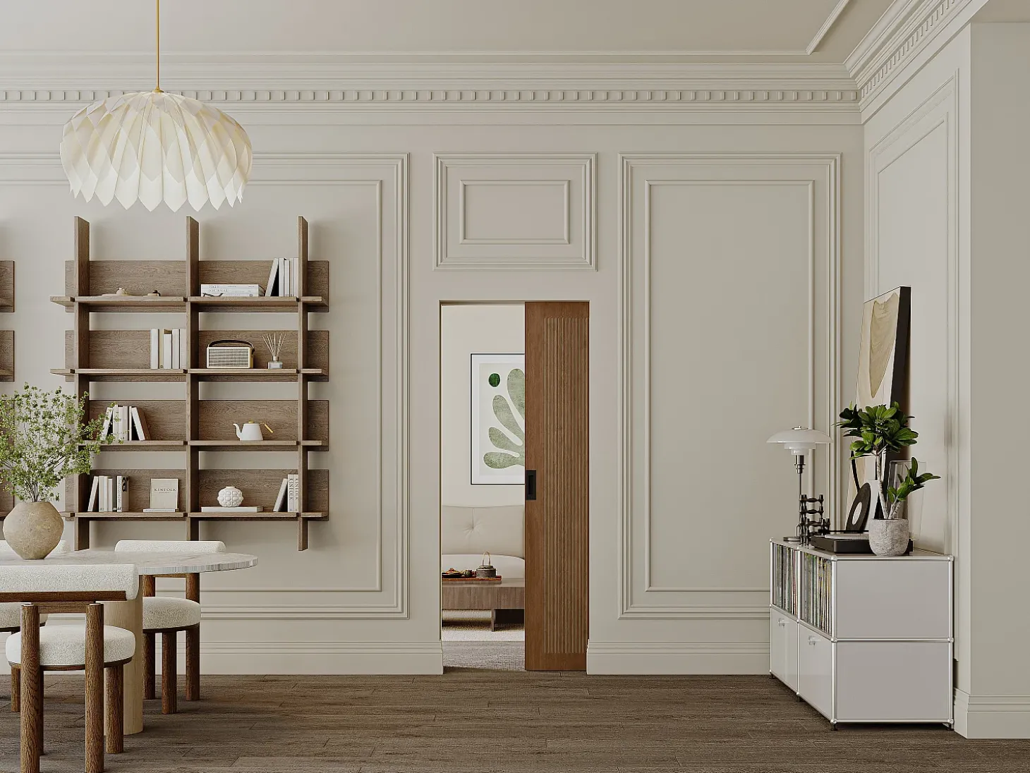 Porta de correr de tabique em MDF e madeira natural escura A205xC93 cm - SANDORA