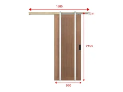 Porta de correr de tabique em MDF e madeira natural escura A205xC93 cm - SANDORA