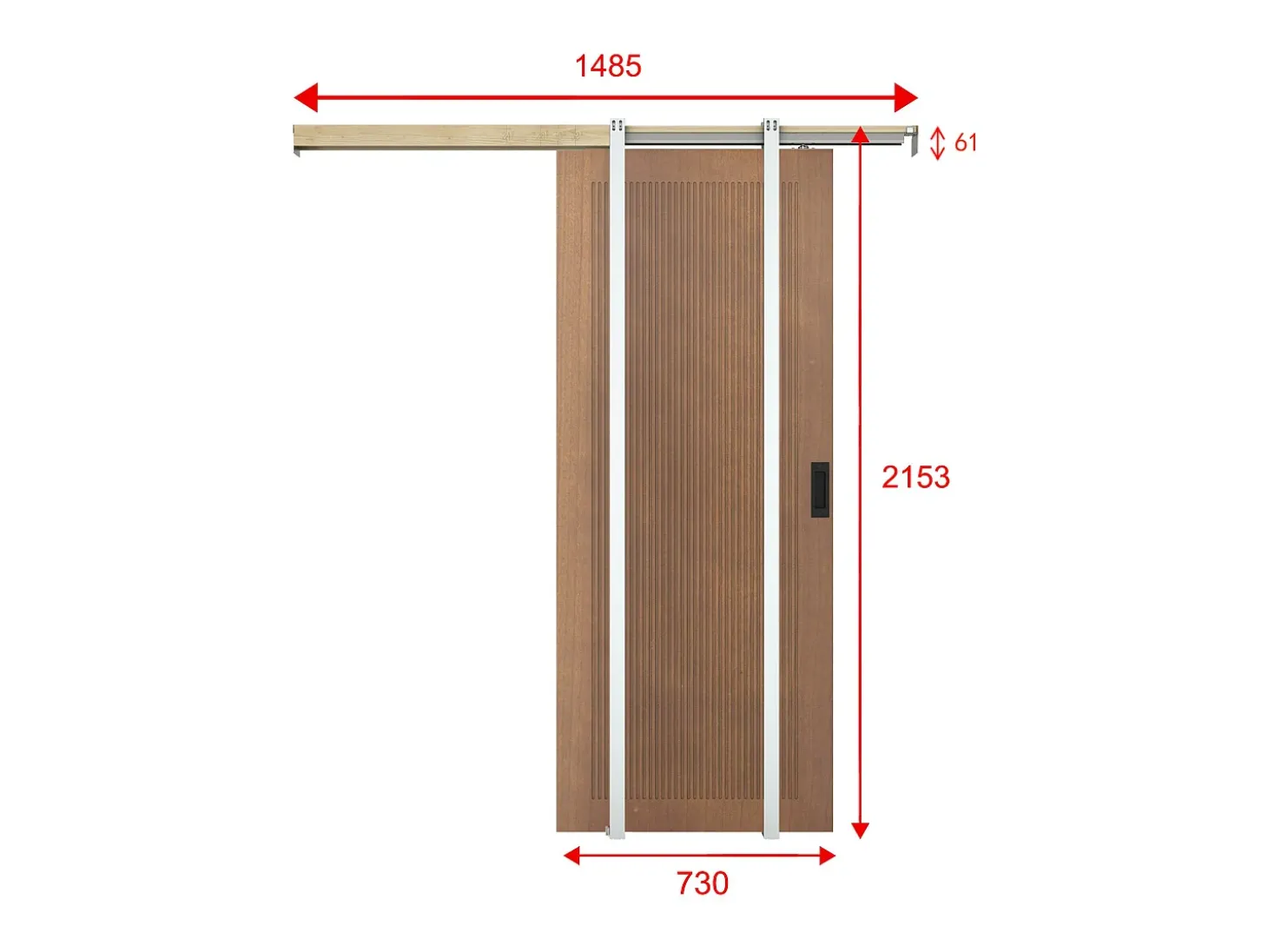 Porta de correr de tabique em MDF e madeira natural escura A205xC73 cm - SANDORA