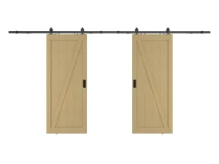 Porta de correr dupla com trilho, madeira, MDF natural claro 2xA205xC63 cm BALERMA