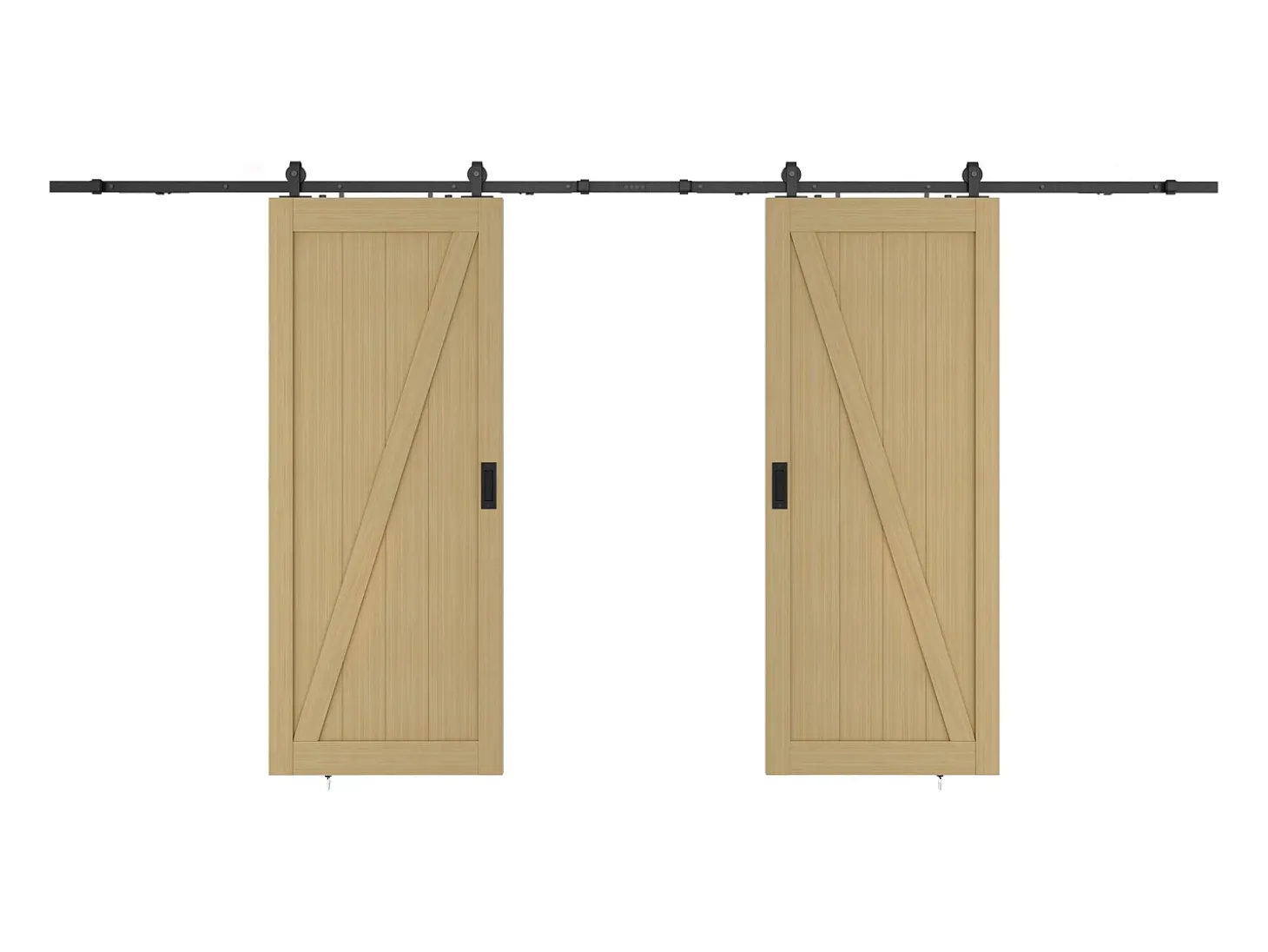 Porta de correr dupla com trilho, madeira, MDF natural claro 2xA205xC63 cm BALERMA