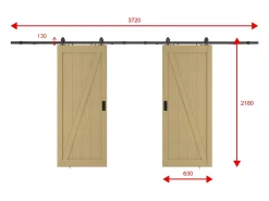 Porta de correr dupla com trilho, madeira, MDF natural claro 2xA205xC63 cm BALERMA