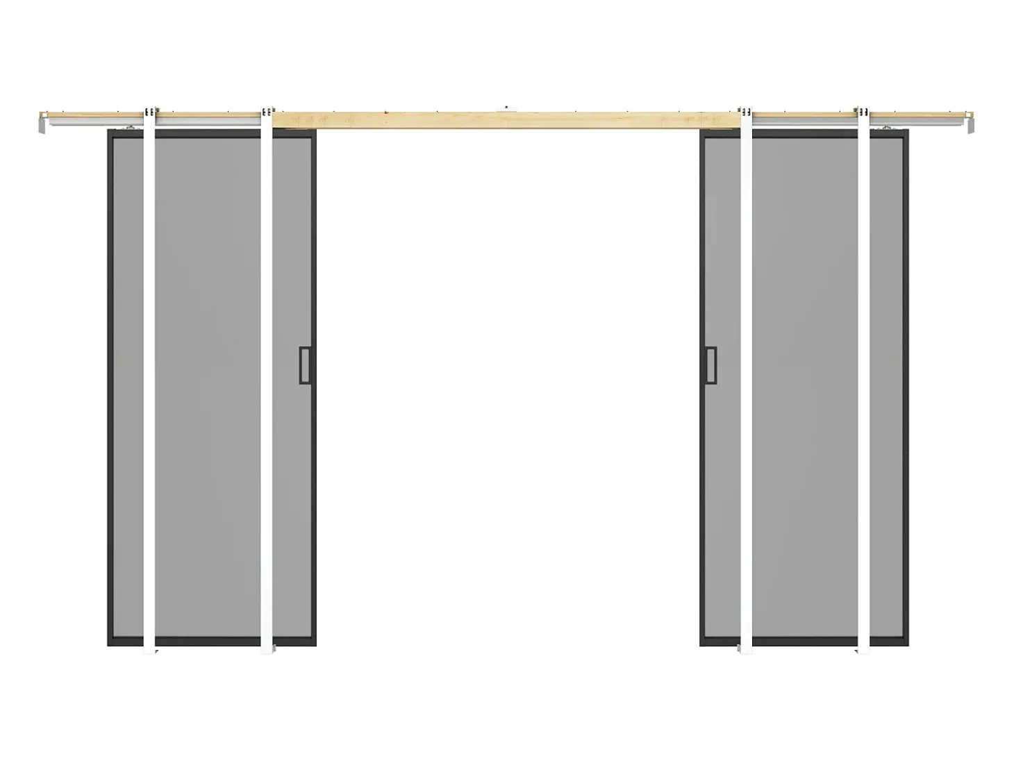 Porta de correr dupla com tabique, vidro temperado fumado, 2 x A205 x C63 cm - LINCI II