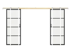 Porta de correr dupla com sistema de tabique transparente A205 x C73 cm - SINCA II