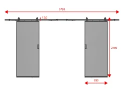 Porta de correr dupla com calha, vidro fumado fosco, 2 x A205 x C63 cm - LINCI II