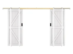 Porta de correr dupla com sistema de tabique em madeira e MDF branco 80 cm - NEFARA