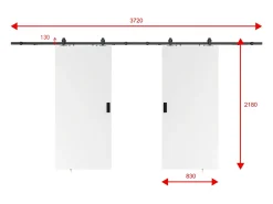 Porta de correr dupla de sobrepor - 2 x A205 x L83 cm MDF + PVC branco - VARIN II