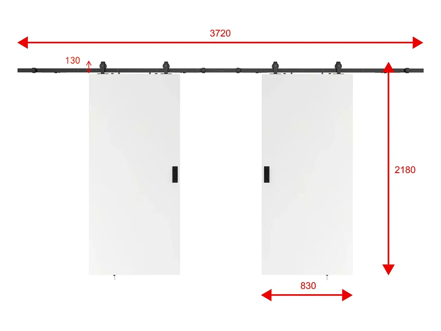 Porta de correr dupla de sobrepor - 2 x A205 x L83 cm MDF + PVC branco - VARIN II