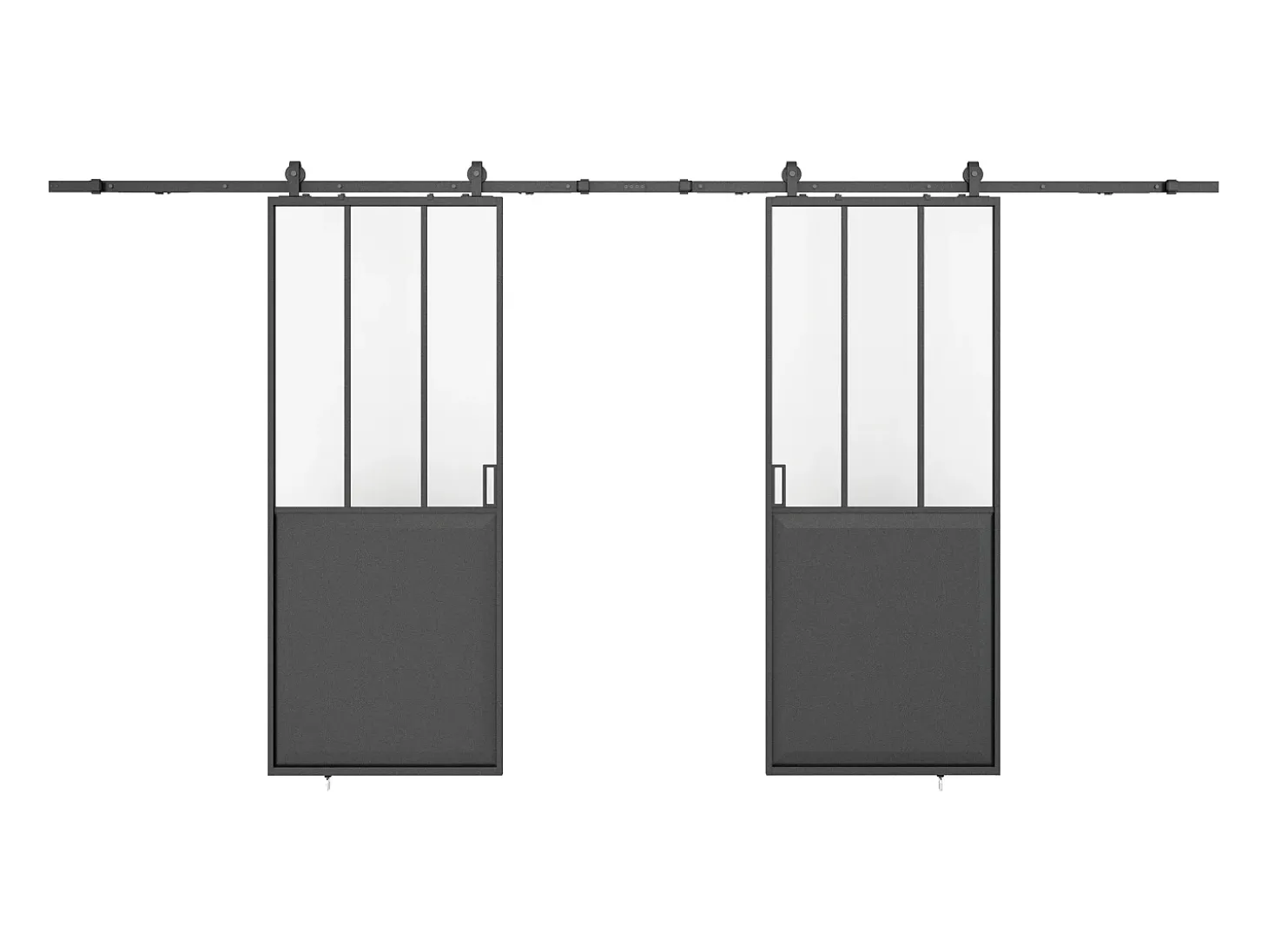Porta de correr dupla em aplique atelier 2 x A205 x C63cm vidro fosco ARTISTO II