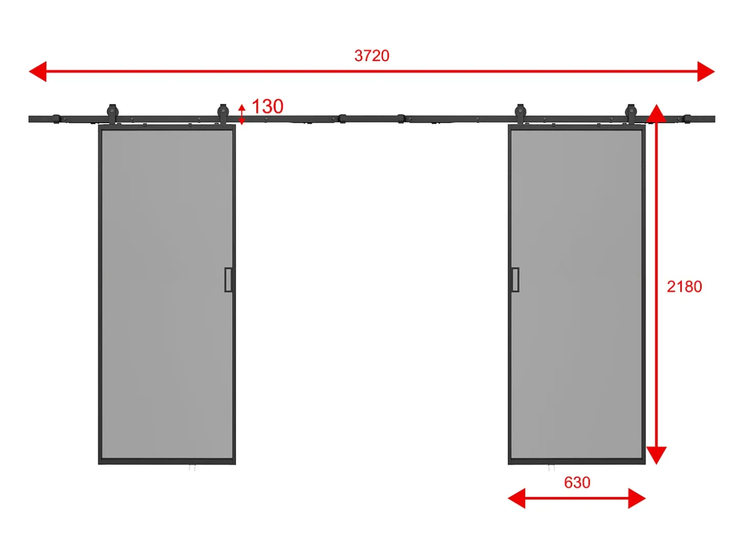 Porta de correr dupla em aplique, vidro fumado, 2 x A205 x C63 cm - LINCI II