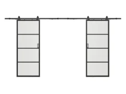 Porta de correr dupla em aplique vidro transparente, 2 x A205 x C63 cm - SINCA II