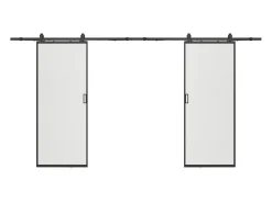 Porta de correr dupla em aplique, vidro temperado fosco 2 x A205 x C63 cm - LINCI II