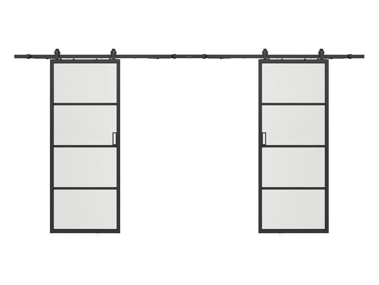 Porta de correr dupla em aplique alumínio transparente A205 x C83 cm - SINCA II