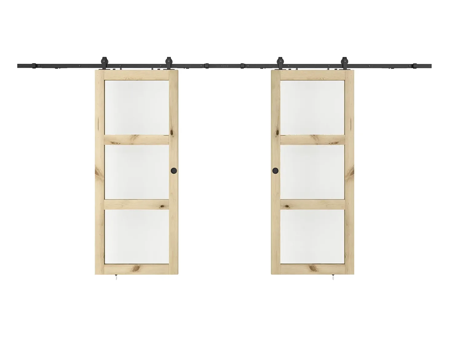 Porta de correr dupla em aplique com calha, 2 x A205 x C63 cm vidro temperado ACOSTA II