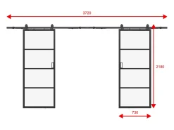 Porta de correr dupla em aplique alumínio transparente A205 x C73 cm - SINCA II