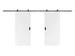 Porta de correr dupla em aplique 2 x A205 x C73 cm MDF + PVC branco - VARIN II