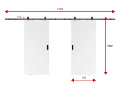 Porta de correr dupla em aplique 2 x A205 x C73 cm MDF + PVC branco - VARIN II