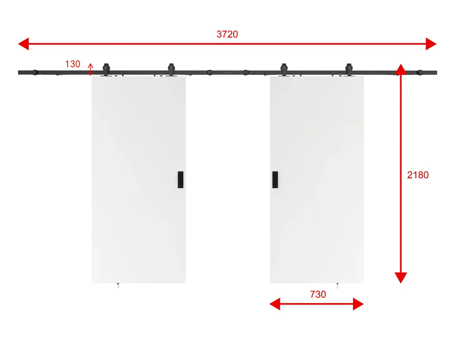 Porta de correr dupla em aplique 2 x A205 x C73 cm MDF + PVC branco - VARIN II