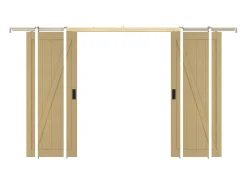 Porta de correr dupla em tabique madeira MDF natural claro 2xA205xC63 cm BALERMA