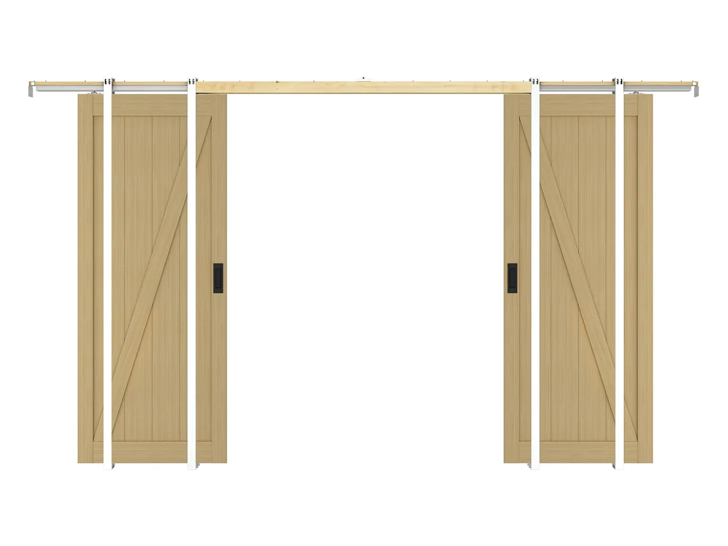 Porta de correr dupla em tabique madeira MDF natural claro 2xA205xC63 cm BALERMA