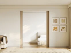 Porta de correr dupla embutida em madeira e MDF estriada - 2 x A205 x L93 cm - AREZO