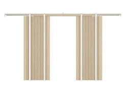 Porta de correr dupla embutida em madeira e MDF estriada - 2 x A205 x L93 cm - AREZO