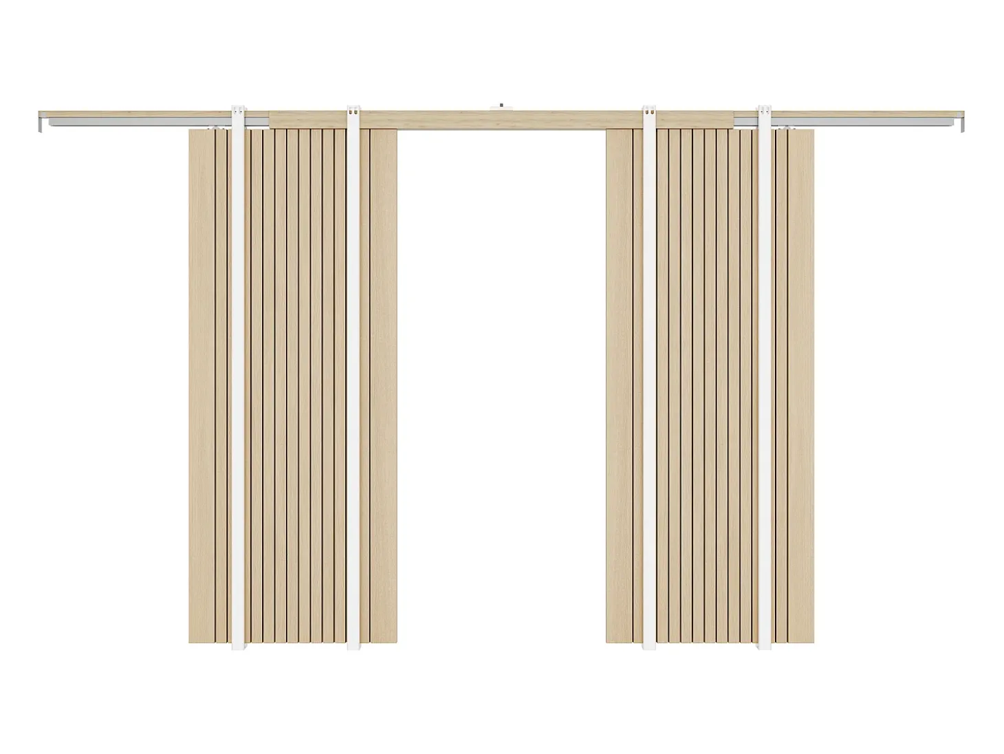 Porta de correr dupla embutida em madeira e MDF estriada - 2 x A205 x L93 cm - AREZO