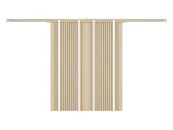 Porta de correr dupla embutida em madeira e MDF estriada - 2 x A205 x L93 cm - AREZO