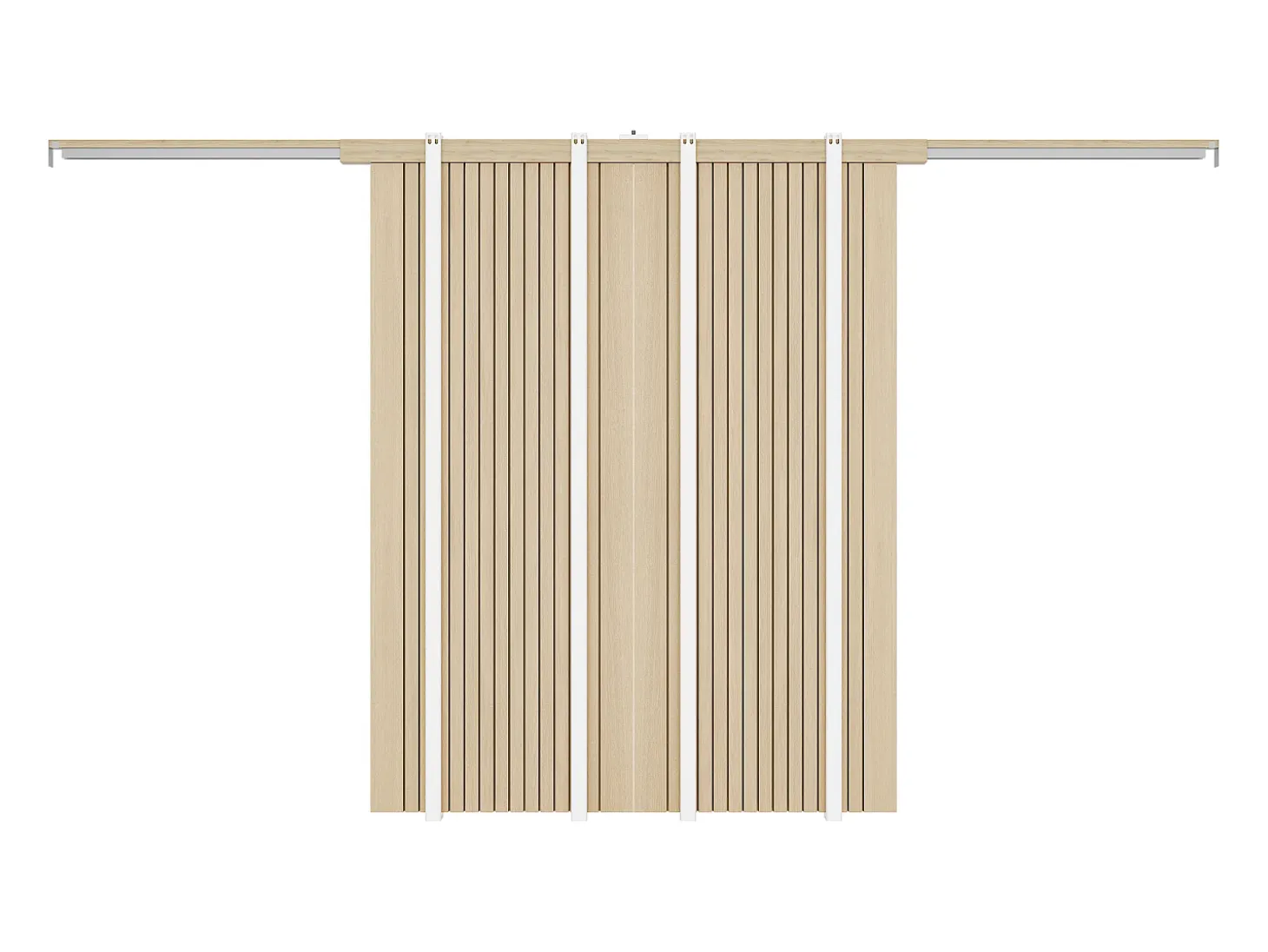 Porta de correr dupla embutida em madeira e MDF estriada - 2 x A205 x L93 cm - AREZO