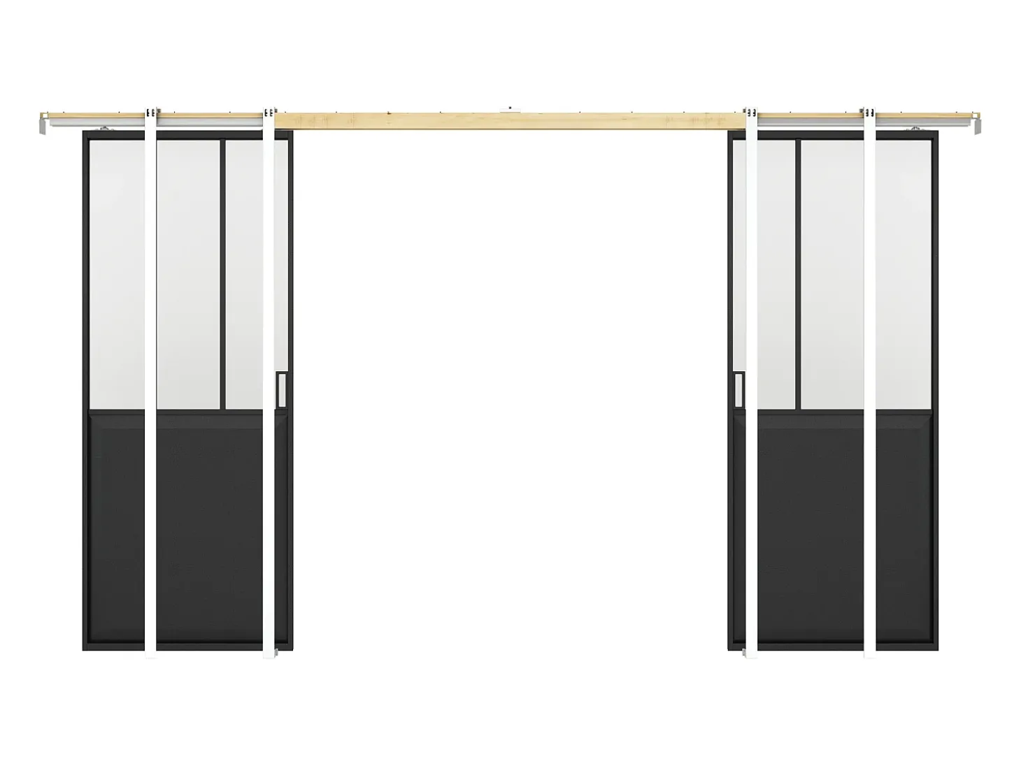 Porta de correr dupla encaixe vão parede vidro fosco 2 x A205 x L73 cm, ARTISTO II