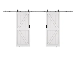 Porta de correr dupla sistema em aplique, madeira e MDF branco 83 cm - NEFARA