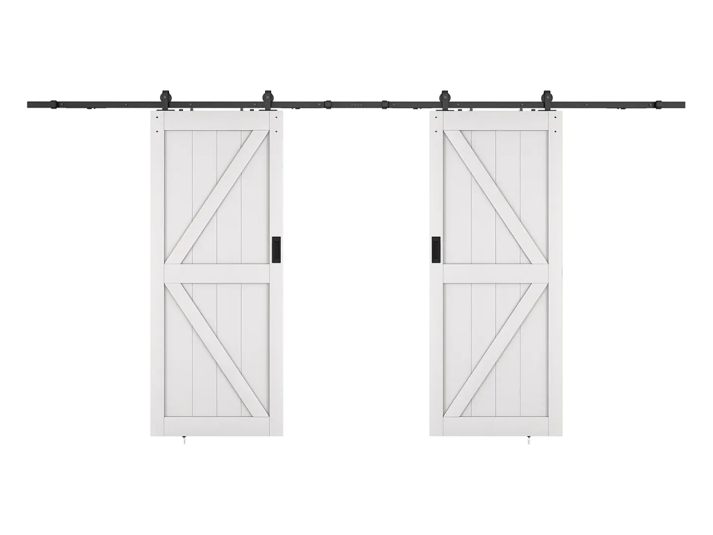 Porta de correr dupla sistema em aplique, madeira e MDF branco 83 cm - NEFARA
